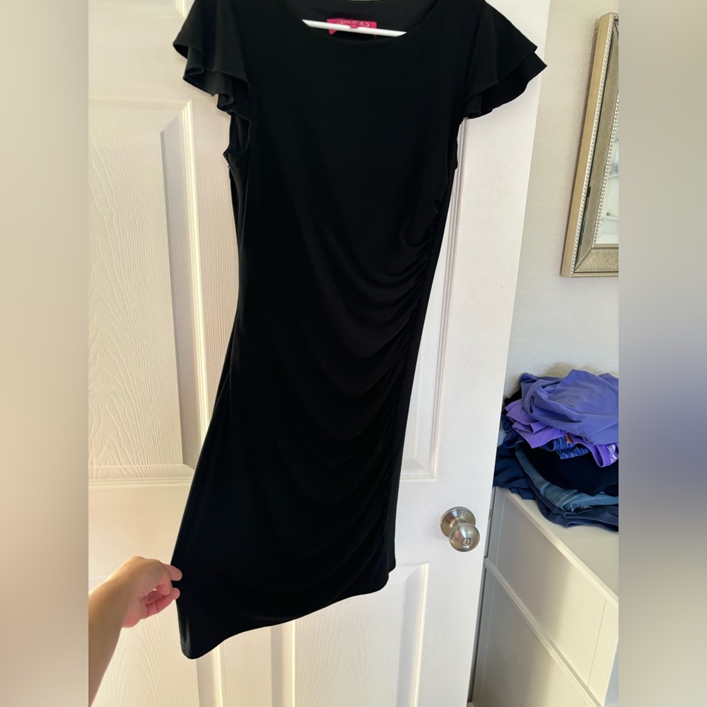9 and Co black ruched waist dress size 8